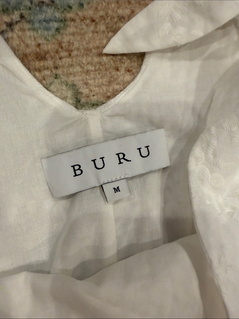 Buru Tie Top Tank - White Embroidery | Size Medium - Picture 2 of 4